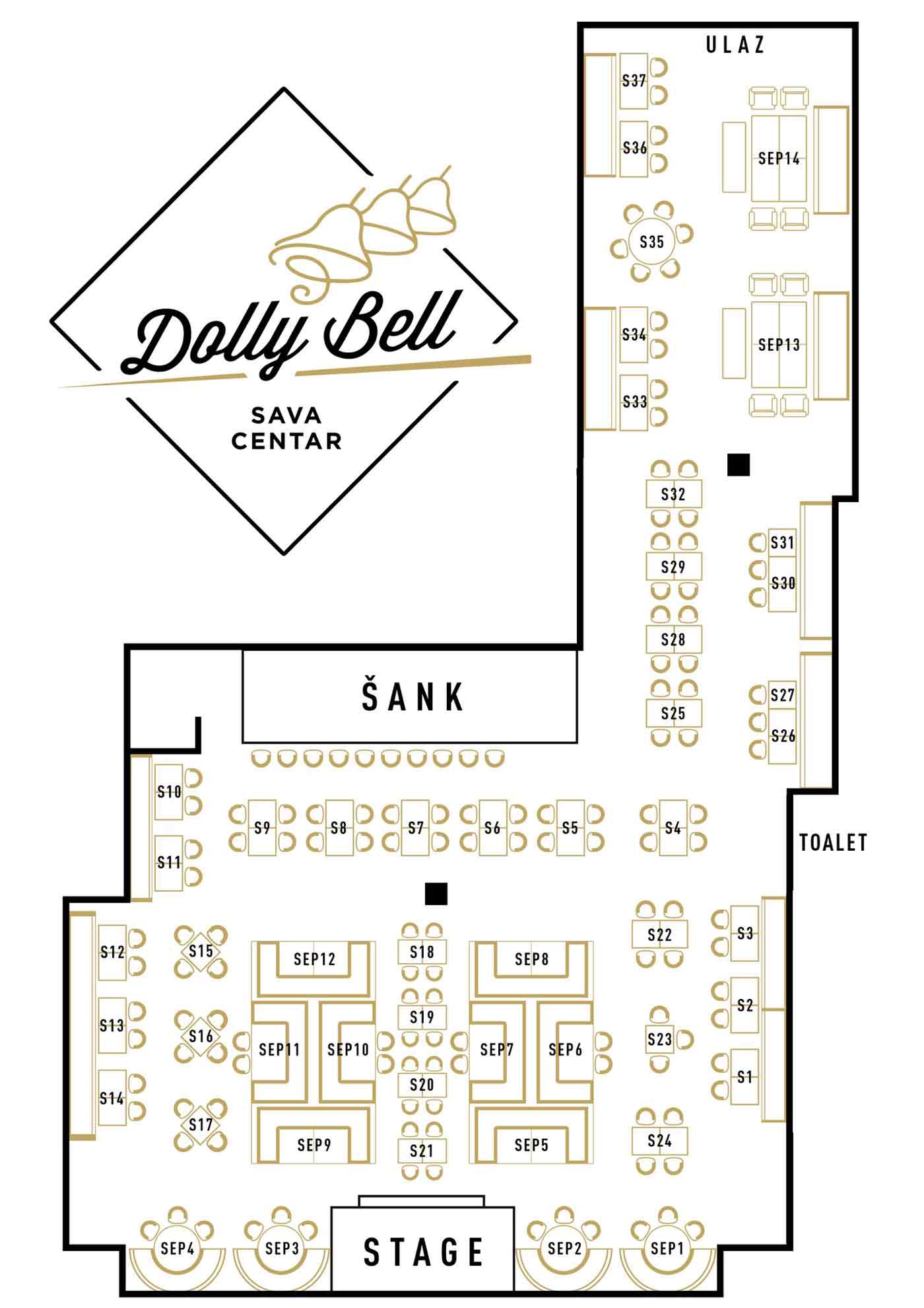 Mapa sedenja - Dolly Bell Sava Centar Nova godina