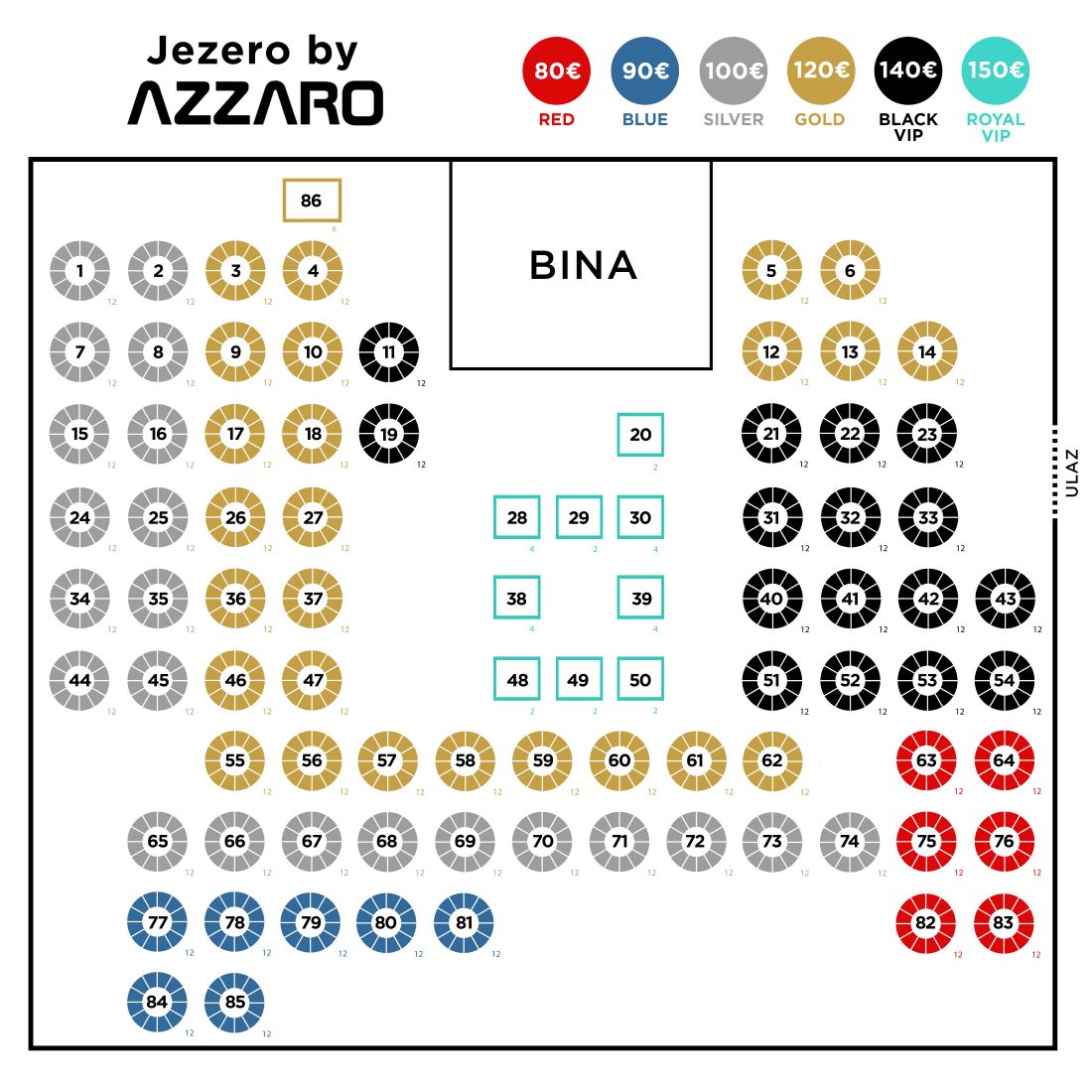 Mapa sedenja - Restoran Jezero by Azzaro Nova godina
